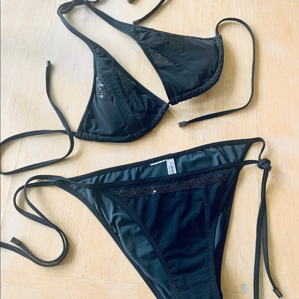 Calvin Klein Black Sequined Bikini
